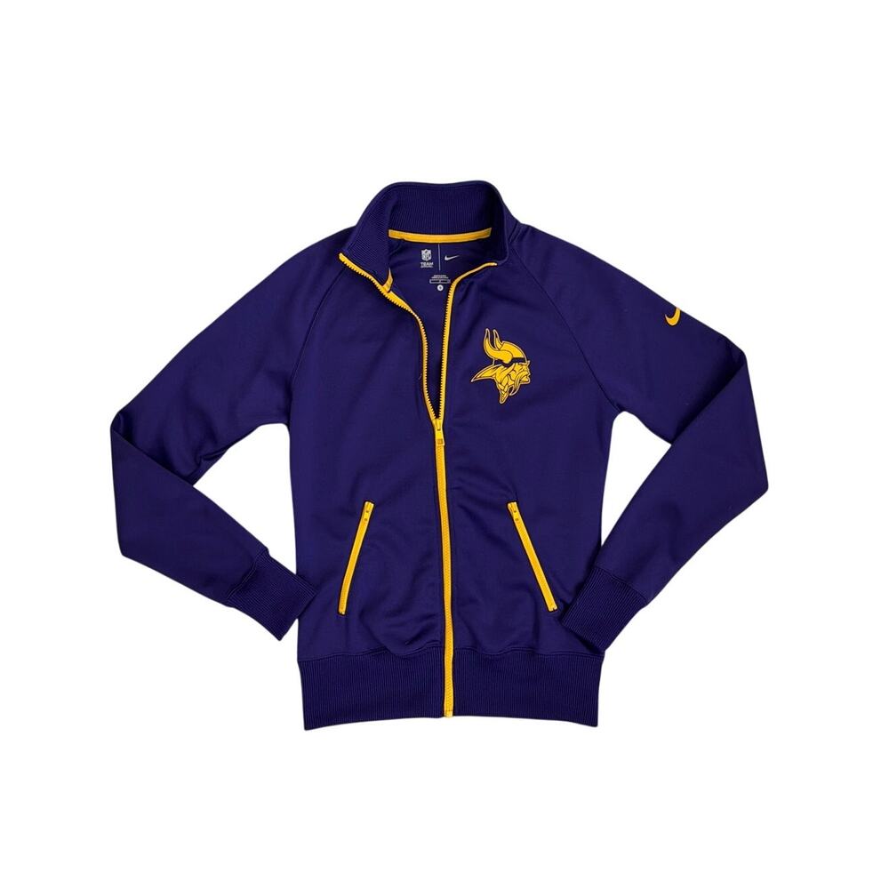 Nike NFL Minnesota Vikings Team Track Jacket Purple Yellow Full Zip Small
